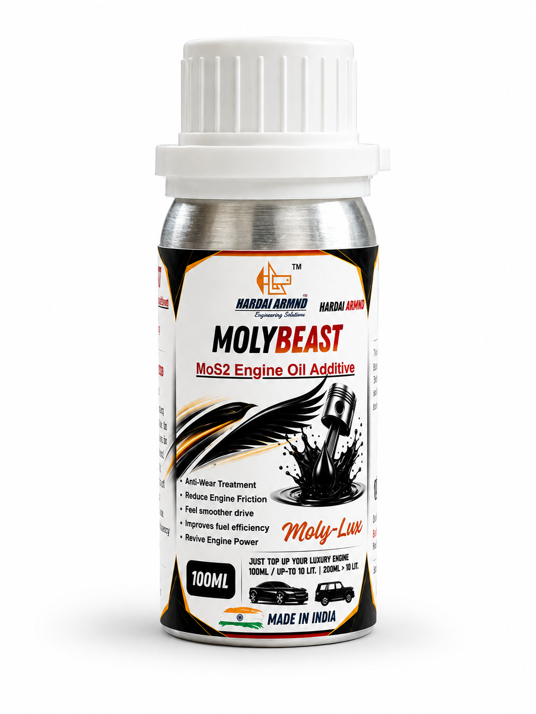 Hardai ARMND MolyBeast MoS2 Engine Oil Additive, Anti-Wear Engine Oil Treatment for luxury driving experience